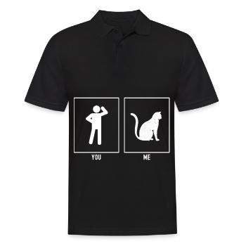 You - Me - Beautiful Cat - Men's Polo Shirt - black - Front - Kai (181cm)