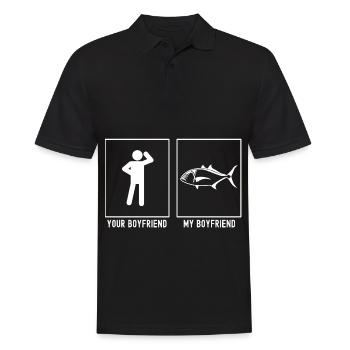 Ihr Freund - Mein Freund - Angeln Solo Fisch - Männer Poloshirt - Schwarz - Vorne - Kai (181cm)