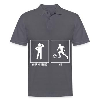 Ihr Ehemann - Ich - Fußballspieler mit Ball - Männer Poloshirt - Anthrazit - Vorne - Nico (186cm)