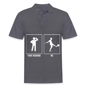 Ihr Ehemann - Ich - Fußballkicker Ball in der Luft - Männer Poloshirt - Anthrazit - Vorne - Nico (186cm)