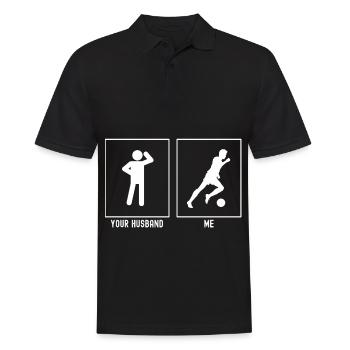 Her Husband - Me - Soccer Kick Right - Men's Polo Shirt - black - Front - Kai (181cm)