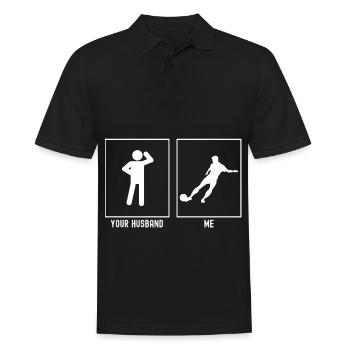 Her Husband - Me - Professional Soccer Kick - Men's Polo Shirt - black - Front - Kai (181cm)