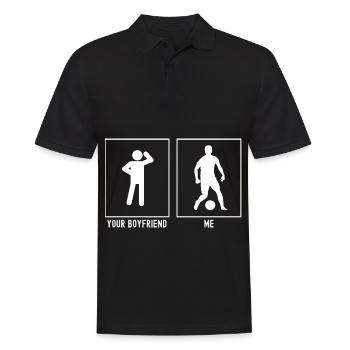 Votre ami - moi - footballeur milieu ballon - Polo Homme - noir - Devant - Kai (181cm)
