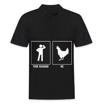 Ihr Ehemann - Ich - Bauernhof Huhn - Männer Poloshirt - Schwarz - Vorne - Kai (181cm)