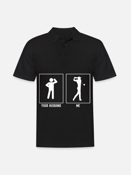 Her Husband - Me - Golf Swing - Men's Polo Shirt - black