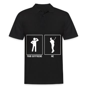 Ihr Freund - Ich - Golf Fore - Männer Poloshirt - Schwarz - Vorne - Kai (181cm)