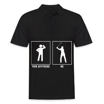 Ihr Freund - Ich - Golfschwung - Männer Poloshirt - Schwarz - Vorne - Kai (181cm)