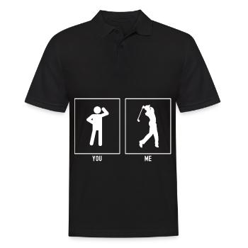 Du - Ich - Golfspieler nach dem Schlag - Männer Poloshirt - Schwarz - Vorne - Kai (181cm)