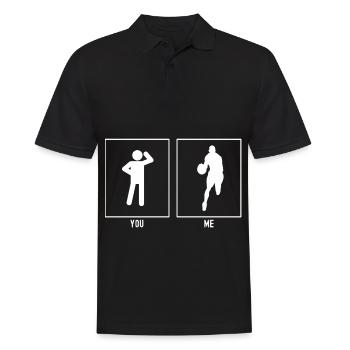 Du - Ich - Basketball Vorderansicht - Männer Poloshirt - Schwarz - Vorne - Kai (181cm)