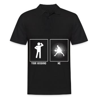 Ihr Ehemann - Ich - TennissonneBurst Vektor - Männer Poloshirt - Schwarz - Vorne - Kai (181cm)