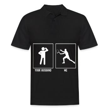 Her Husband - Me - Tennis Setback - Men's Polo Shirt - black - Front - Kai (181cm)