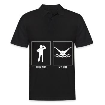 Votre fils - Mon fils - Nager avec des lunettes - Polo Homme - noir - Devant - Kai (181cm)