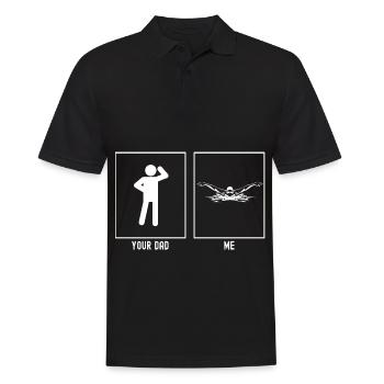 Dein Vater - Ich - Erwachsener Mann Schwimmen - Männer Poloshirt - Schwarz - Vorne - Kai (181cm)