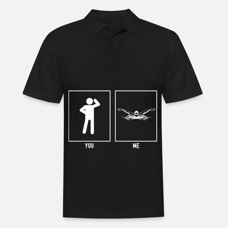 Sie - Ich - Schwimmen Athletisch - Männer Poloshirt - Schwarz