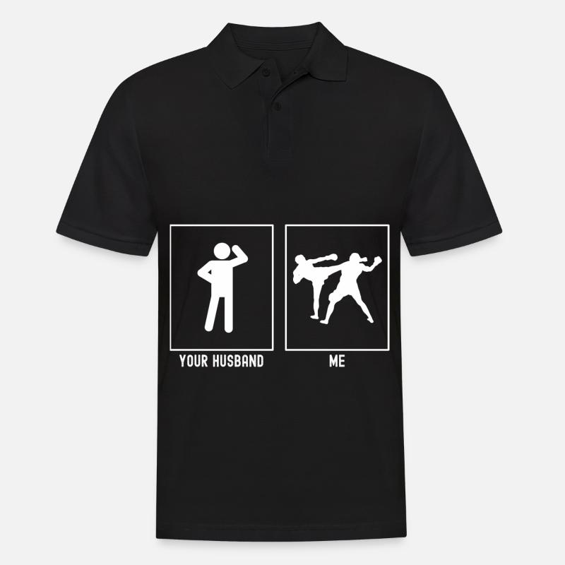 Son mari - Moi - Kickboxing - Polo Homme - noir