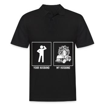 Her Husband - My Husband - Fire Brigade Vector - Men's Polo Shirt - black - Front - Kai (181cm)