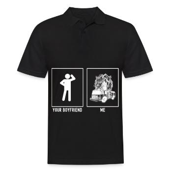 Votre ami - moi - camion de pompiers et hache - Polo Homme - noir - Devant - Kai (181cm)
