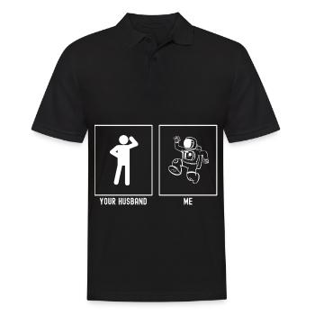 Her Husband - Me - Astronomy Cartoon - Men's Polo Shirt - black - Front - Kai (181cm)
