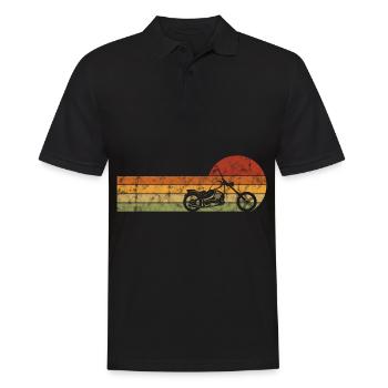 Motocycliste Moto Chopper Retro Bobber - Polo Homme - noir - Devant - Kai (181cm)