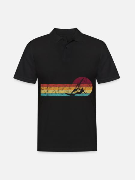 Surfing Windsurfer Windsurfing Windsurfing Retro - Men's Polo Shirt - black
