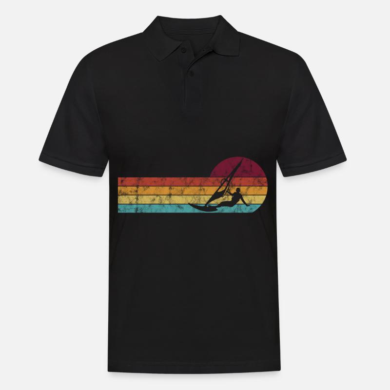 Surfen Windsurfer Windsurfen Windsurfing Retro - Männer Poloshirt - Schwarz