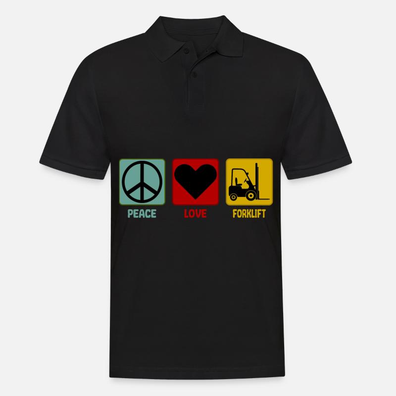 Stapler Staplerfahrer Peace Love Spruch - Männer Poloshirt - Schwarz