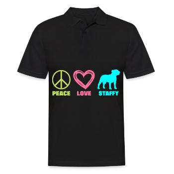Staffordshire Bullterrier Staffy Mom Peace Love - Männer Poloshirt - Schwarz - Vorne - Kai (181cm)