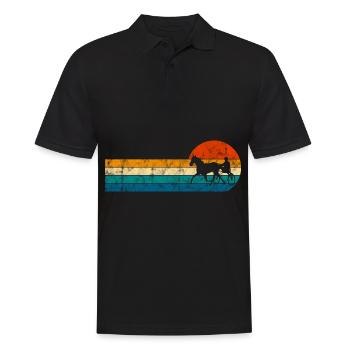 Traber Trabrennen in retro oder vintage Style - Männer Poloshirt - Schwarz - Vorne - Kai (181cm)