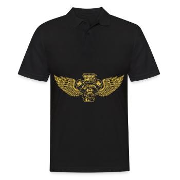 V8 Motor US Car Muscle Car Diesel Benzin Flügel - Männer Poloshirt - Schwarz - Vorne - Kai (181cm)