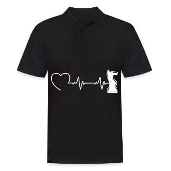 Schach Schachspieler Schachfigur EKG Schachmatt - Männer Poloshirt - Schwarz - Vorne - Kai (181cm)