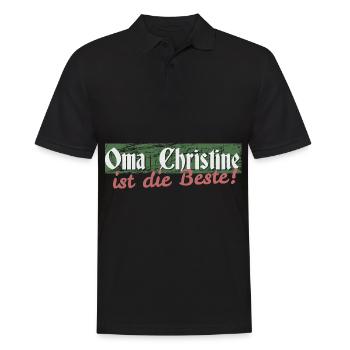 Oma Christine - Männer Poloshirt - Schwarz - Vorne - Kai (181cm)