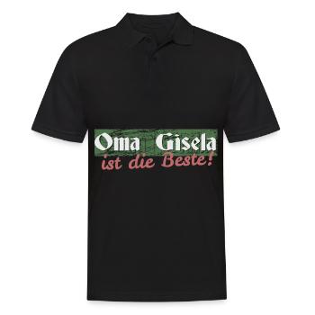 Oma Gisela - Männer Poloshirt - Schwarz - Vorne - Kai (181cm)