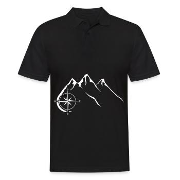 Kompass - Berg - (11) - Männer Poloshirt - Schwarz - Vorne - Kai (181cm)
