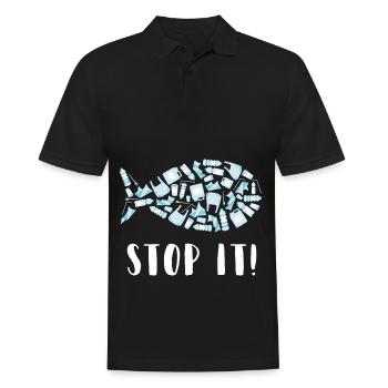 Plastic flood ocean sea animals environment upcycling - Men's Polo Shirt - black - Front - Kai (181cm)