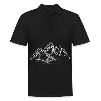 Berg - Campingzelt - (9) - Männer Poloshirt - Schwarz - Vorne - Kai (181cm)