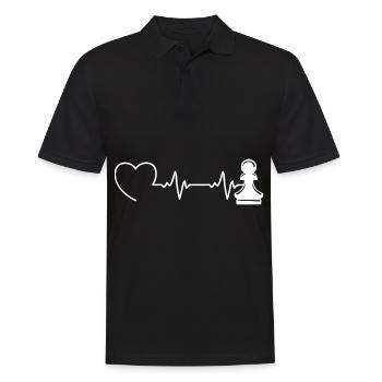Schach Schachspieler Schachmatt EKG Schachfigur - Männer Poloshirt - Schwarz - Vorne - Kai (181cm)