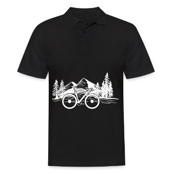 Fahrrad und Berge - (F.m) - Männer Poloshirt - Schwarz - Vorne - Kai (181cm)