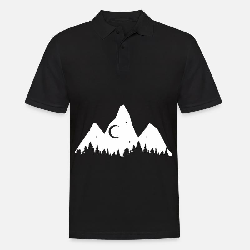 Baum - Berg - (3) - Männer Poloshirt - Schwarz