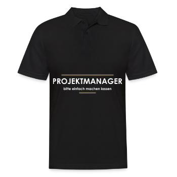 Projektmanager - Männer Poloshirt - Schwarz - Vorne - Kai (181cm)