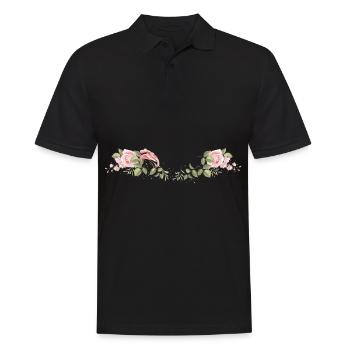 Rose Flowers Leaves - Men's Polo Shirt - black - Front - Kai (181cm)