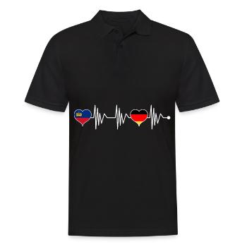 Luxembourg Allemagne Drapeau Coeur Drapeau Battement de cœur - Polo Homme - noir - Devant - Kai (181cm)