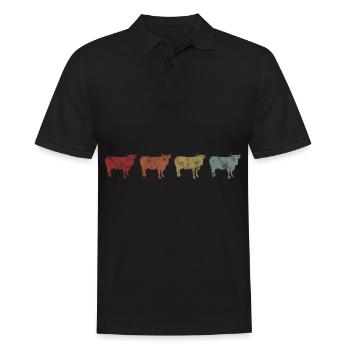 Landwirtschaft Kuh Kühe Retro Rind Landwirt Bauer - Männer Poloshirt - Schwarz - Vorne - Kai (181cm)