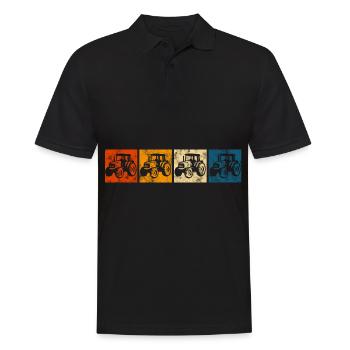 Tracteurs tracteurs tracteurs tracteurs retro - Polo Homme - noir - Devant - Kai (181cm)