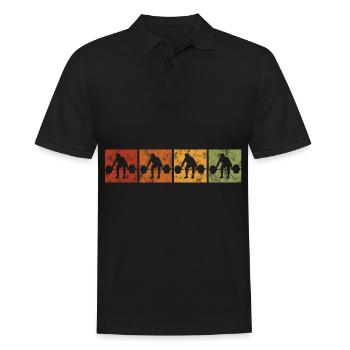 Bodybuilding Bodybuilder GYM Fitnessstudio Retro - Männer Poloshirt - Schwarz - Vorne - Kai (181cm)