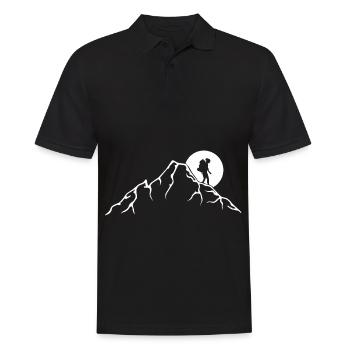 Gebirge - Wandern - (18) - Männer Poloshirt - Schwarz - Vorne - Kai (181cm)