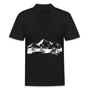 Berg - Campingzelt - (7) - Männer Poloshirt - Schwarz - Vorne - Kai (181cm)