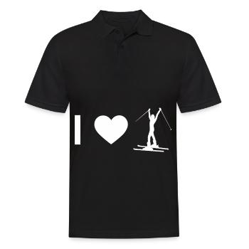 Ich Herz und Frau Skifahren - - Männer Poloshirt - Schwarz - Vorne - Kai (181cm)