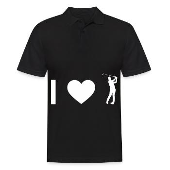 I heart and golf - - Men's Polo Shirt - black - Front - Kai (181cm)