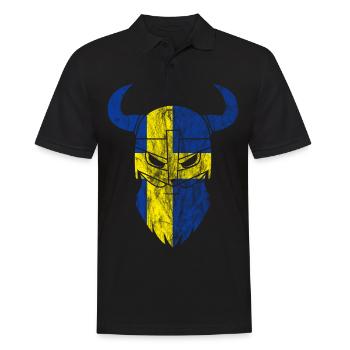 Schweden Wikinger Flagge - Männer Poloshirt - Schwarz - Vorne - Kai (181cm)