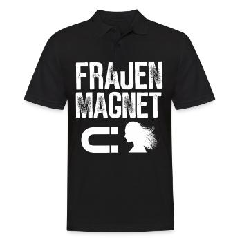 FRAUEN MAGNET GESCHENKIDEE LUSTIG MACHO - Männer Poloshirt - Schwarz - Vorne - Kai (181cm)